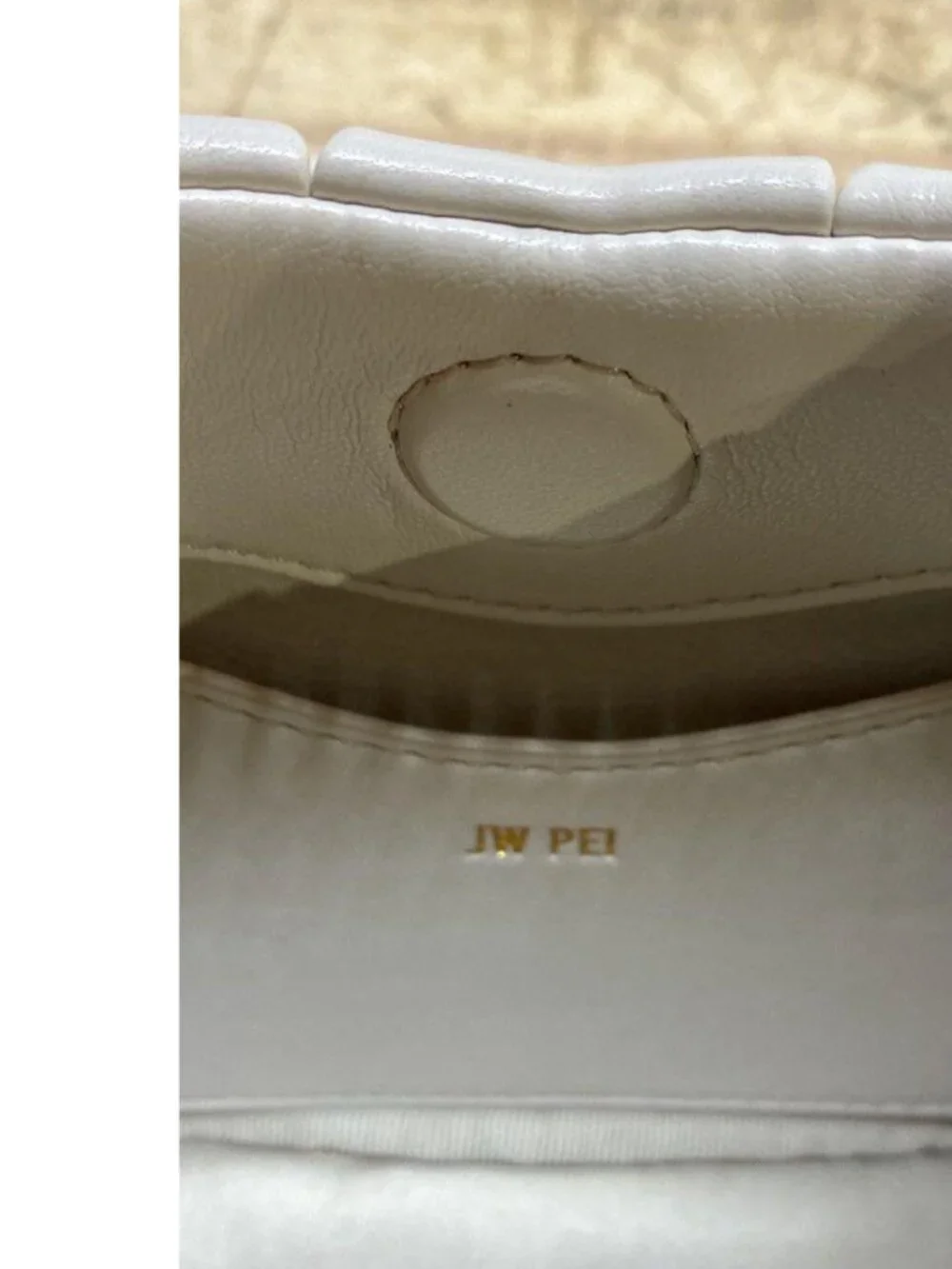 JW PEI Gabbi Ruched Shoulder Handbag Beige Vegan Leather Croissant Bag